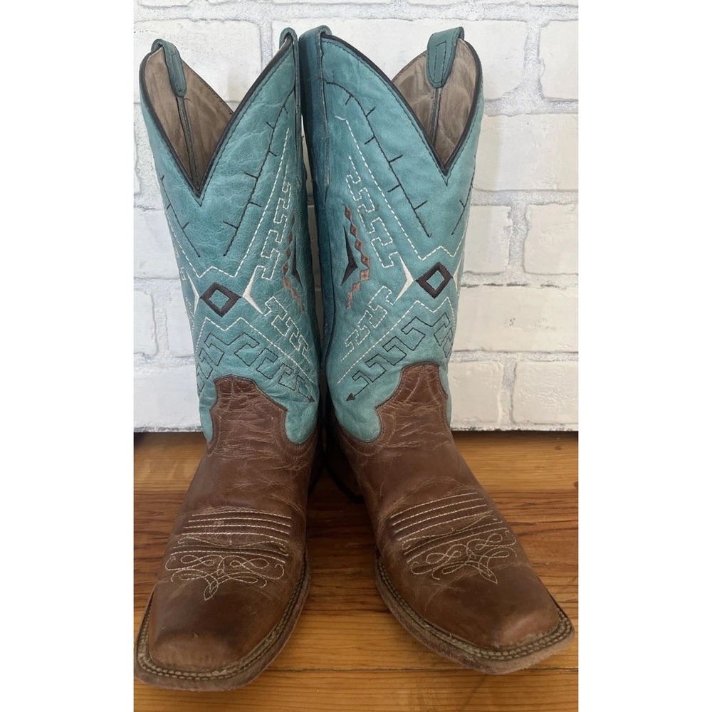 Circle G Handcrafted MX Embroidered Squared Toe Cowgirl Western Boots Womens 10